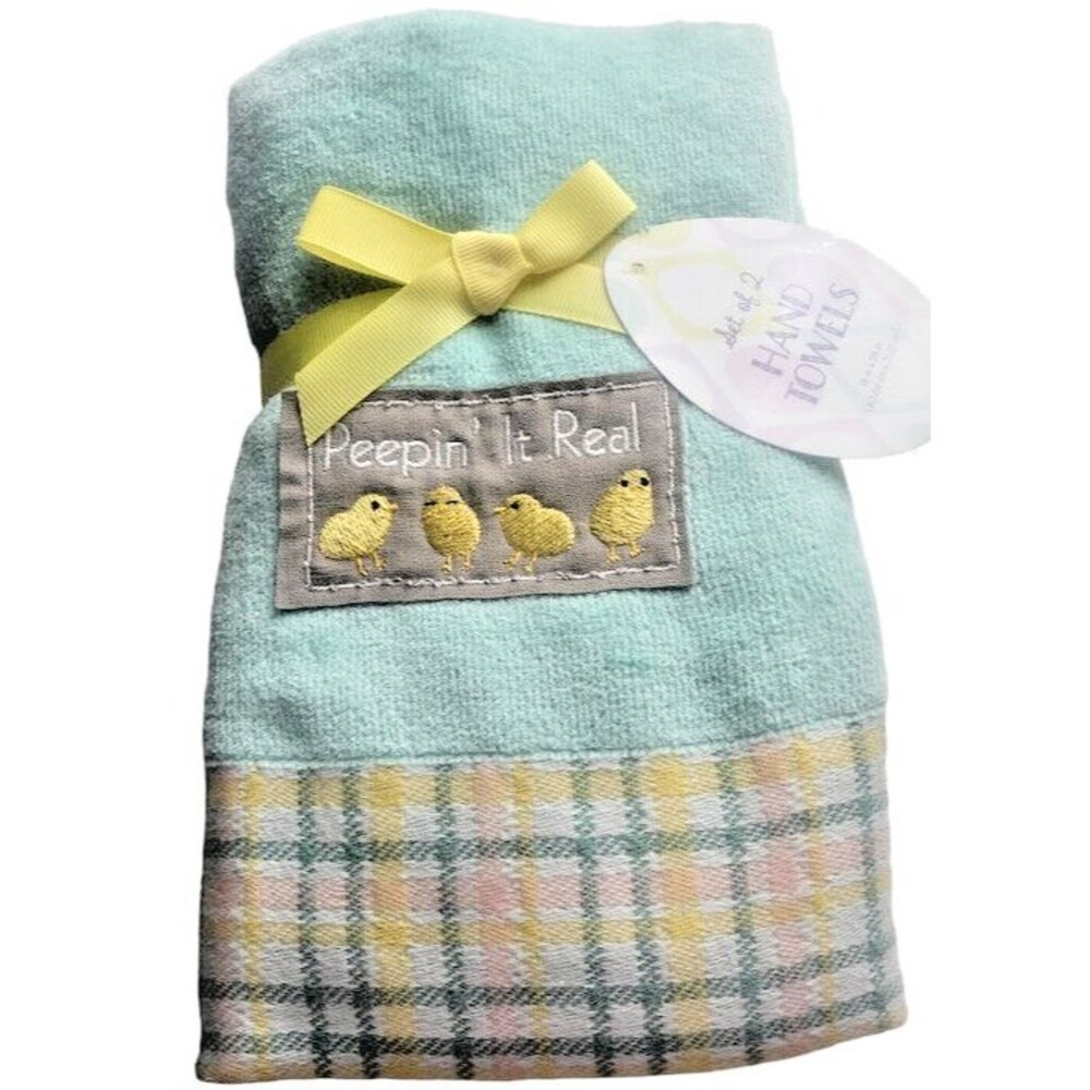 Easter Chicks Hand Towels Peepin It Real Bathroom Bath Summer Spring Set of 2